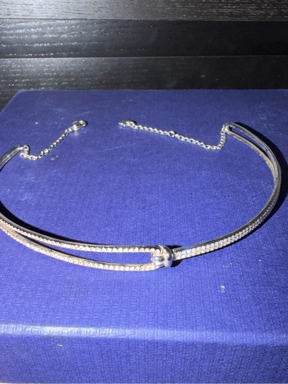 Swarovski Silver-Tone Double Row Knot Choker Necklace